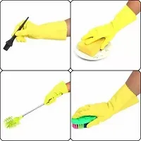 Reusable Rubber Hand Gloves Stretchable Gloves for Washing Cleaning Kitchen Garden 1Pair Any Color-thumb1