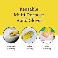 Reusable Rubber Hand Gloves Stretchable Gloves for Washing Cleaning Kitchen Garden 1Pair Any Color-thumb2