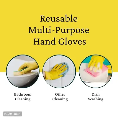 Reusable Rubber Hand Gloves Stretchable Gloves for Washing Cleaning Kitchen Garden 1Pair Any Color-thumb3