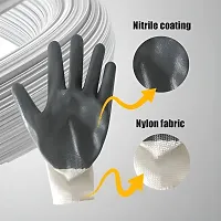 2 PAIR Cotton Anti Cutting Cut Resistant Greywhite Hand Safety Gloves Cut-Proof Protection with Rubber Grade Wet and Dry Nylon Glove-thumb1