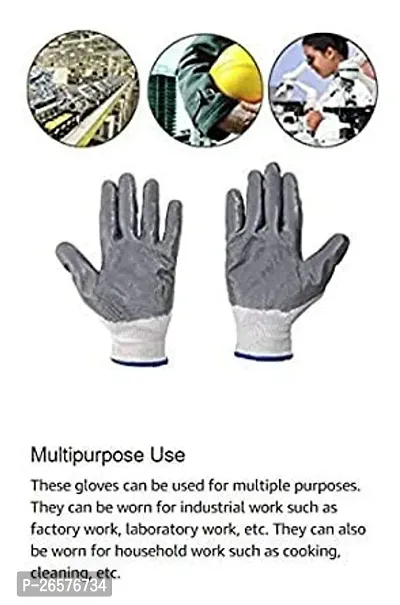 4 PAIR Cotton Anti Cutting Cut Resistant Greywhite Hand Safety Gloves Cut-Proof Protection with Rubber Grade Wet and Dry Nylon Glove-thumb3
