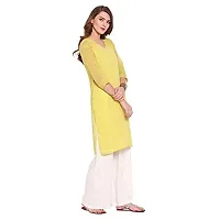 Trendif Women's Polyester Lurex Solid Print Yellow Kurta/Kurti - K3516-thumb3