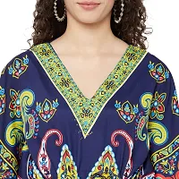 Trendif Women's?Navy Blue Multicolor Faux Crepe Digital Print Long Kaftan - 4276XS-thumb2