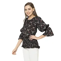 Trendif Women's Black Polyester Moss Digital Print Top - 3654-thumb1