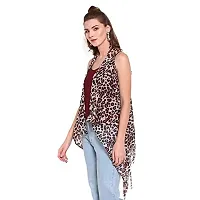 Trendif Women's Beige N Red Faux Chiffon Cheetah Print Shrug - 3535-thumb1