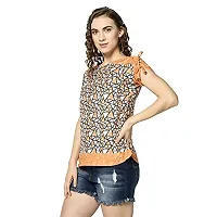 Trendif Women's Orange Moss Crepe Geometric Print Top - 3802-thumb3