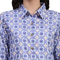 Trendif Women's Blue N White Polyester Rayon Digital Print Casual Collar Shirt - 4308-thumb1