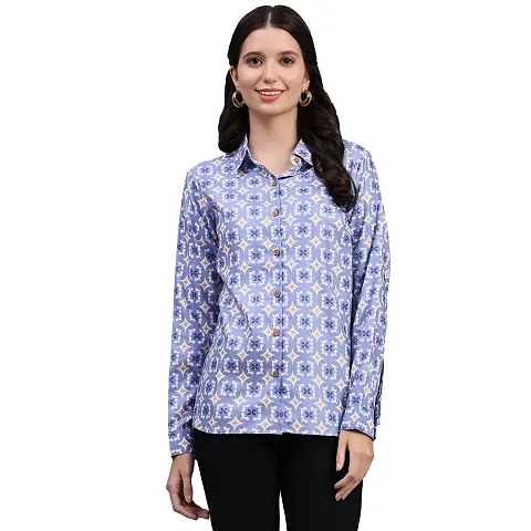 Trendif Women's N Rayon Digital Print Casual Collar Shirt - 4308