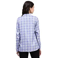 Trendif Women's Blue N White Polyester Rayon Digital Print Casual Collar Shirt - 4308-thumb4