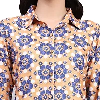 Trendif Women's Orange N Blue Polyester Rayon Digital Print Casual Collar Shirt - A4307-thumb2