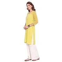Trendif Women's Polyester Lurex Solid Print Yellow Kurta/Kurti - K3516-thumb2