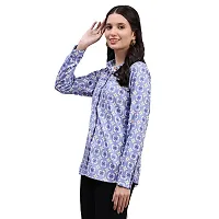 Trendif Women's Blue N White Polyester Rayon Digital Print Casual Collar Shirt - 4308-thumb2