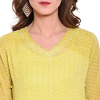 Trendif Women's Polyester Lurex Solid Print Yellow Kurta/Kurti - K3516-thumb1