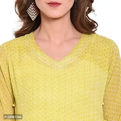 Trendif Women's Polyester Lurex Solid Print Yellow Kurta/Kurti - K3516-thumb2