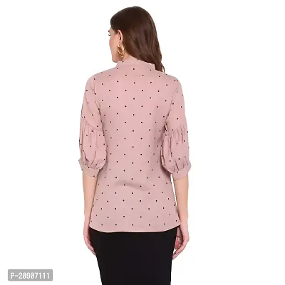 Trendif Women's Pink Polyester Moss Polka Dot Print Top - (3551)-thumb4