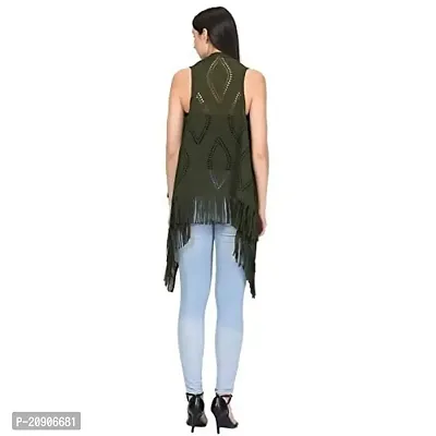 Trendif Women's Green Faux Moss Laser Cut Shrug (3442)-thumb4