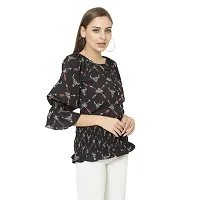 Trendif Women's Black Polyester Moss Digital Print Top - 3654-thumb2