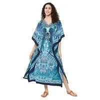 Trendif Women's Blue Multicolor Faux Crepe Digital Print Long Kaftan - 4278XXL-thumb2