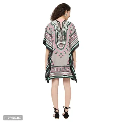 Trendif Women's Grey Faux Crepe Digital Print Kaftan Dresses with Pockets, XS-5XL, Regular to Plus Size-thumb4