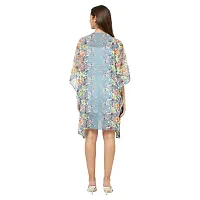 Trendif Sea Blue Open Front Multicoloured Floral Printed Women Shrug-thumb3