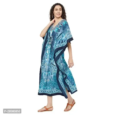 Trendif Women's Blue Multicolor Faux Crepe Digital Print Long Kaftan - 4278XS-thumb3