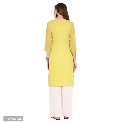 Trendif Women's Polyester Lurex Solid Print Yellow Kurta/Kurti - K3516-thumb5