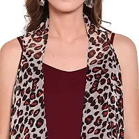 Trendif Women's Beige N Red Faux Chiffon Cheetah Print Shrug - 3535-thumb4