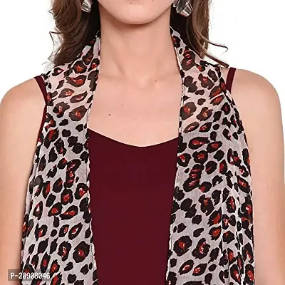 Trendif Women's Beige N Red Faux Chiffon Cheetah Print Shrug - 3535-thumb5