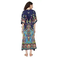 Trendif Women's?Navy Blue Multicolor Faux Crepe Digital Print Long Kaftan - 4276XS-thumb5