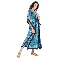 Trendif Women's Blue Multicolor Faux Crepe Digital Print Long Kaftan - 4278XS-thumb3