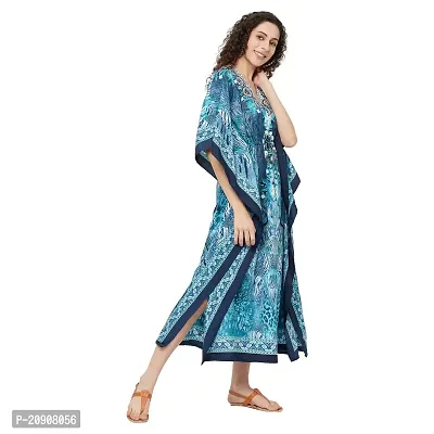 Trendif Women's Blue Multicolor Faux Crepe Digital Print Long Kaftan - 4278XS-thumb4