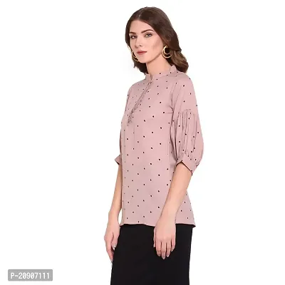 Trendif Women's Pink Polyester Moss Polka Dot Print Top - (3551)-thumb2