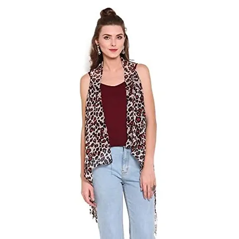 Trendif Women's N Faux Chiffon Cheetah Print Shrug - 3535