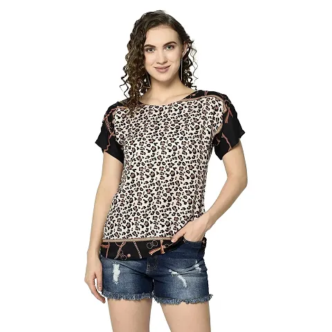 Trendif Women's N Moss Crepe Cheetah Print Top - 3792