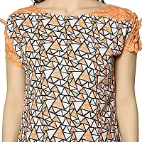 Trendif Women's Orange Moss Crepe Geometric Print Top - 3802-thumb2