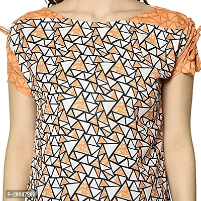 Trendif Women's Orange Moss Crepe Geometric Print Top - 3802-thumb3