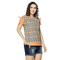 Trendif Women's Orange Moss Crepe Geometric Print Top - 3802-thumb4