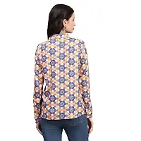 Trendif Women's Orange N Blue Polyester Rayon Digital Print Casual Collar Shirt - A4307-thumb5