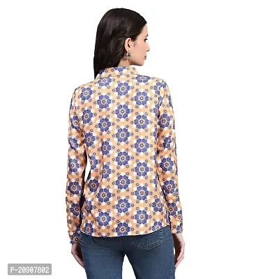 Trendif Women's Orange N Blue Polyester Rayon Digital Print Casual Collar Shirt - A4307-thumb6