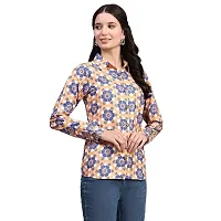 Trendif Women's Orange N Blue Polyester Rayon Digital Print Casual Collar Shirt - A4307-thumb4