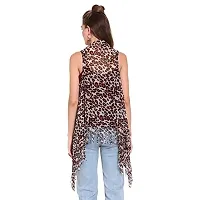 Trendif Women's Beige N Red Faux Chiffon Cheetah Print Shrug - 3535-thumb3