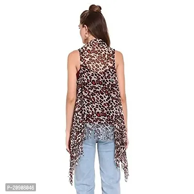 Trendif Women's Beige N Red Faux Chiffon Cheetah Print Shrug - 3535-thumb4