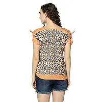 Trendif Women's Orange Moss Crepe Geometric Print Top - 3802-thumb1