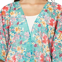 Trendif Blue Open Front Multicoloured Floral Printed Women Shrug-thumb4