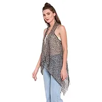 Trendif Women's Yellow Faux Chiffon Cheetah Print Shrug - 3538-thumb1