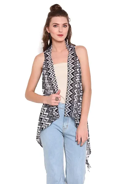 Trendif Women's N Faux Georgette Zig Zag Print Shrug - 3544