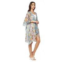 Trendif Sea Blue Open Front Multicoloured Floral Printed Women Shrug-thumb2