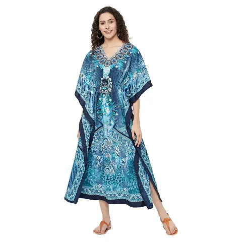 Trendif Women's Faux Crepe Digital Print Long Kaftan - 4278XL