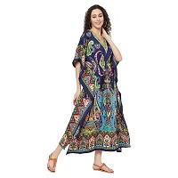 Trendif Women's?Navy Blue Multicolor Faux Crepe Digital Print Long Kaftan - 4276XS-thumb4