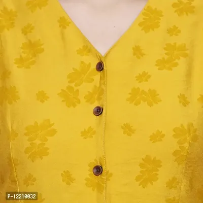 DECHEN Women's Floral Print Sleeveless V-Neck Yellow Peplum Top-thumb5